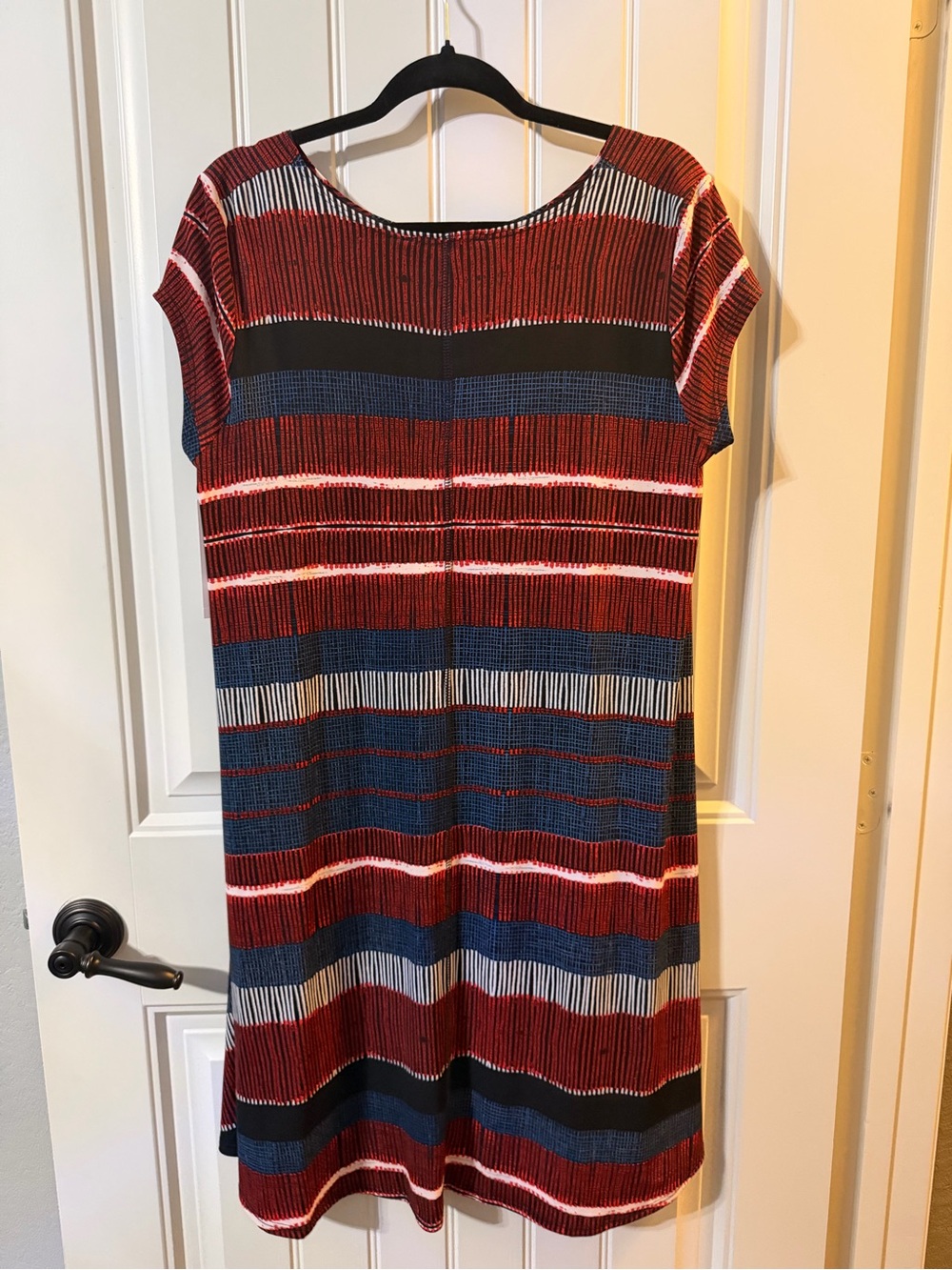 Karen Kane Multicolor Striped Midi Dress in Red and Blue